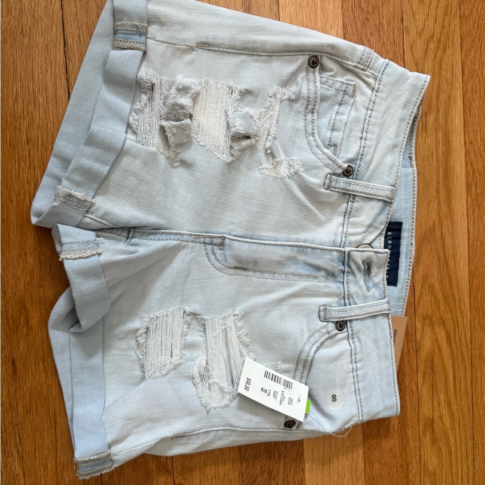 Light Blue Distressed Denim Shorts